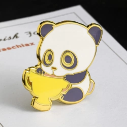 gold lapel pins custom design,Cartoon lapel pins，Rose gold lapel pins，panda souvenir hard enamel pins manufacture